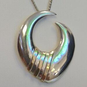 CIANI Vintage Modernist 14k yellow gold 925 silver pendant with chain